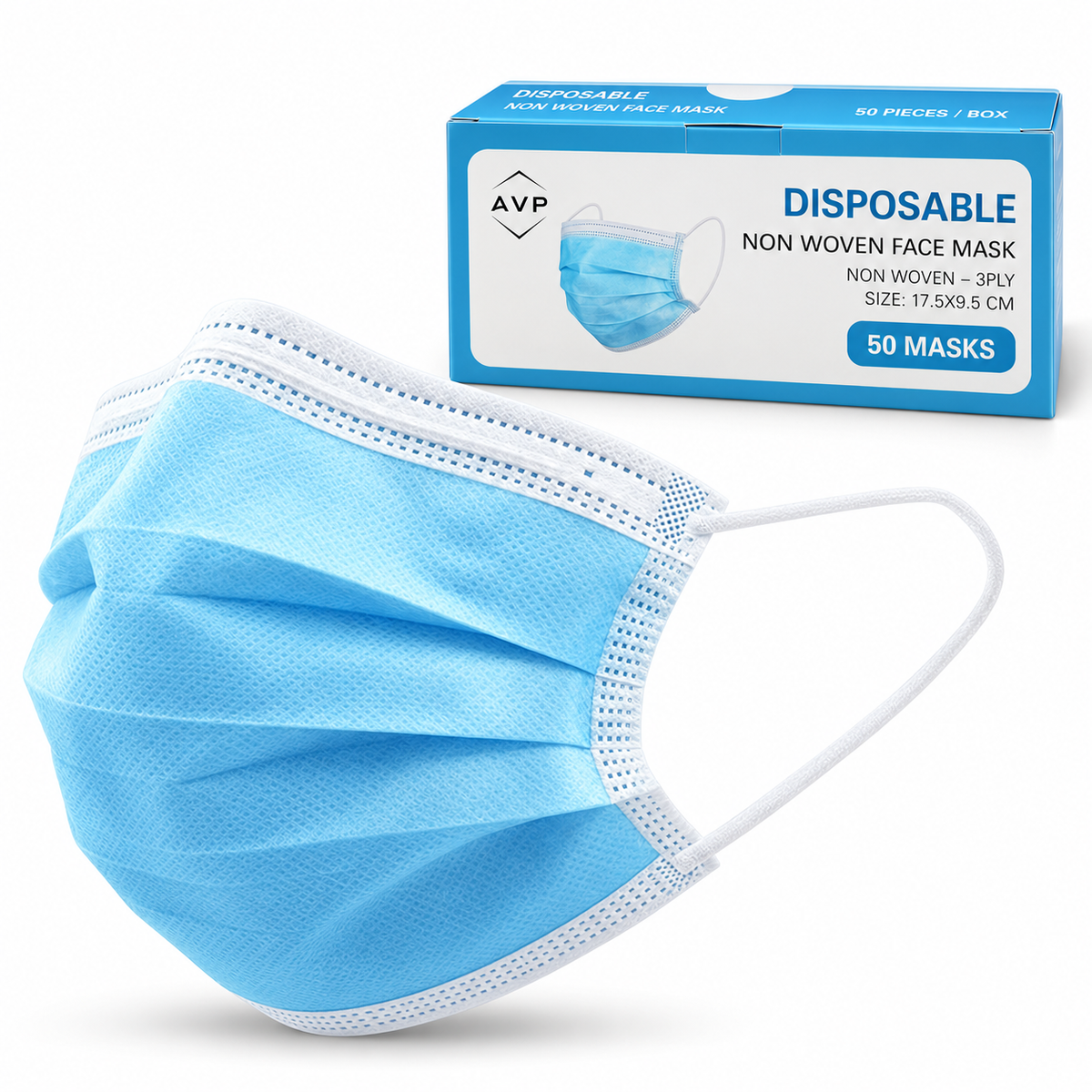 Face Mask 3ply Blue - Box of 50