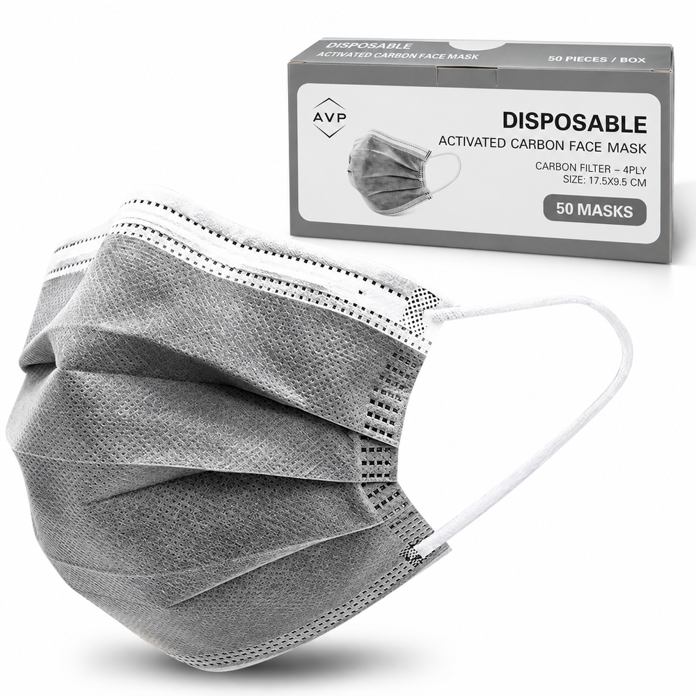 Face Mask 4ply Activated Carbon - Box of 50